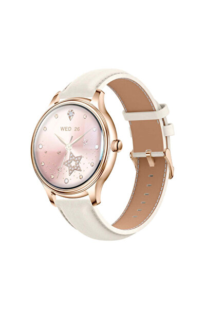 COLMI Smartwatch L28 Pentru Android iOS Curea din piele aurie Monitor de acti...