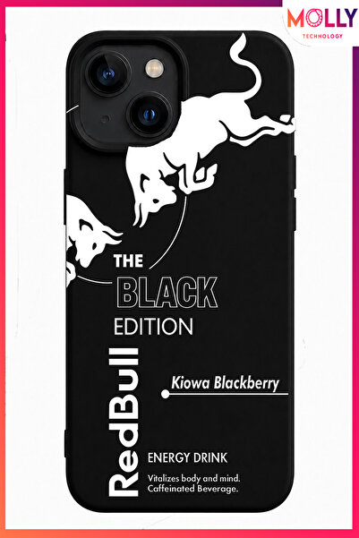 Molly iPhone 15 PLUS İçin Siyah The Black Edition Desenli İçi Kadife Silikon ...
