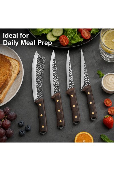 Klyte 4-Piece Kitchen Knife Set with Protective Sheaths, Ultra-Sharp Chef Knives for Meat and Vegetable Prep, Ergonomic Handle Cooking Cutlery Set for Home Kitchens, Restaurant Chefs and Daily Home Cooks