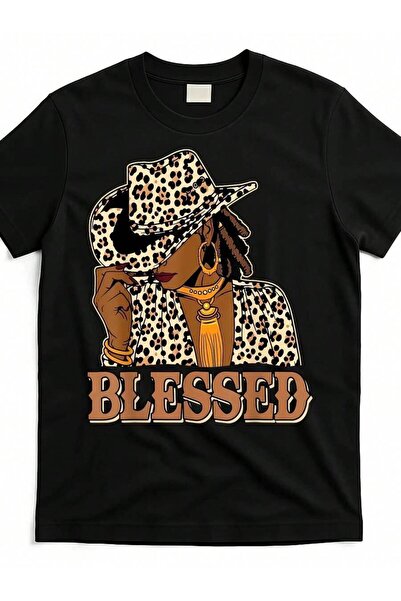 k222 Stylish T-Shirt Women Featuring Design Of Black Cowgirl In Western Attir...