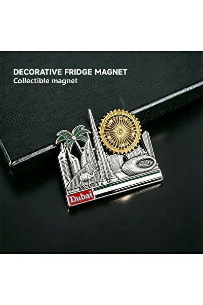 ARIANA Dubai Skyline 3D Metal Fridge Decor, Featuring Burj Khalifa, Palm Isla...