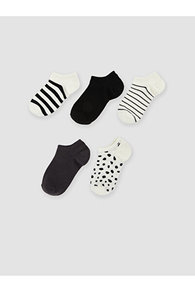 LC Waikiki Rmz Gi̇yi̇m Farkiyla Embroidered Women's Booties Socks 5-Pack