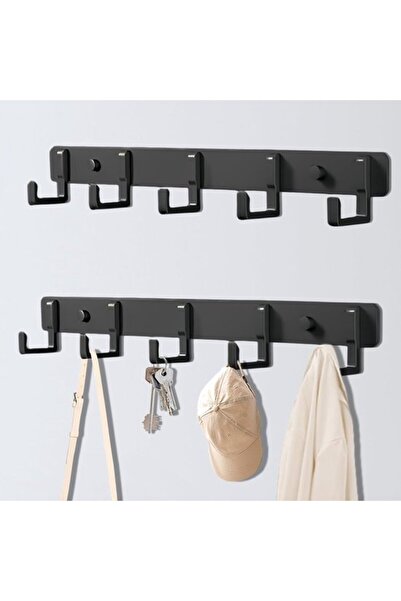 STARSTAR Set of 2 Stainless Steel Clothes Hooks for Wardrobe - Black Hook Str...