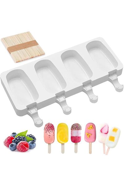 STARSTAR Silicone ice cream molds, 2-piece set with 4 compartments, silicone ...