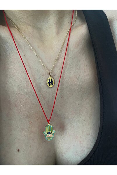 Hoop jewelery Red Rope Steel Hand Necklace