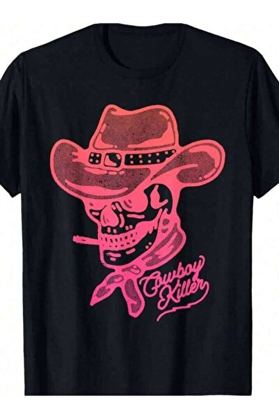 LİNA06 Cowboy Killer Western Graphic T-Shirt