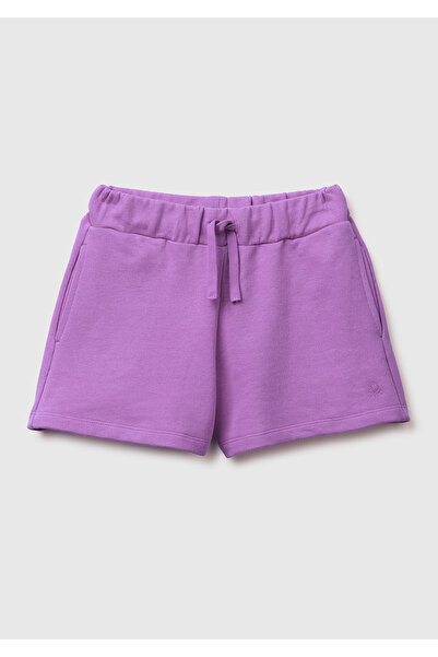 United Colors of Benetton Girl's Purple Drawstring Waist Shorts with Pockets ...