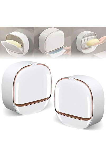 STARSTAR Two-Piece Soap Dish Drain Tray Waterproof Wall-Mounted Flip-Top Lid ...