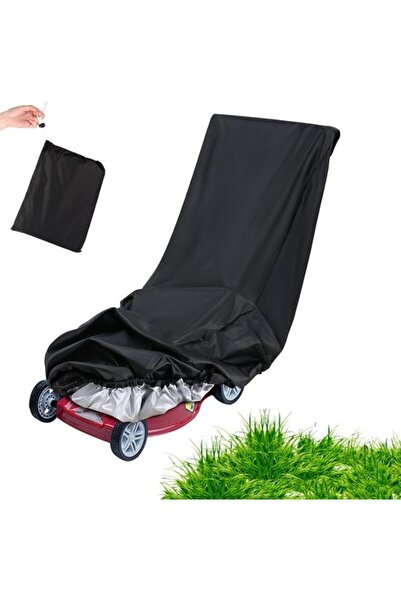 STARSTAR 195x66x108cm Black Silver Oxford Taffeta Drawstring Lawnmower Cover ...