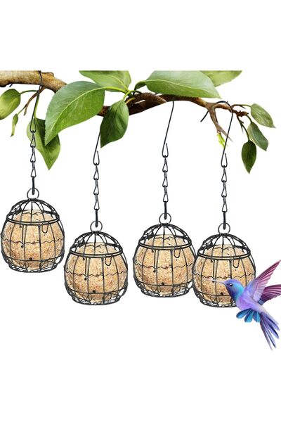 STARSTAR 4-Piece Outdoor Hanging Bird Feeder Trough - Black