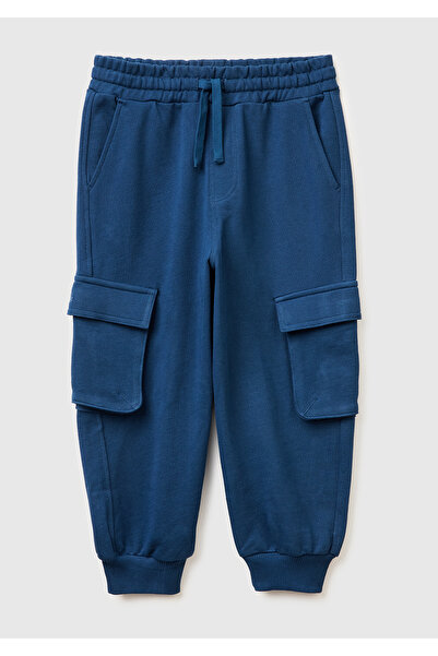 United Colors of Benetton Boys' Dark Navy Blue Drawstring Waist Cargo Sweatpa...