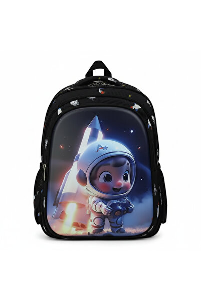 Toybox Kids Cartoon Backpack with 3D Astronaut Design, 16-inch Preschool Trav...