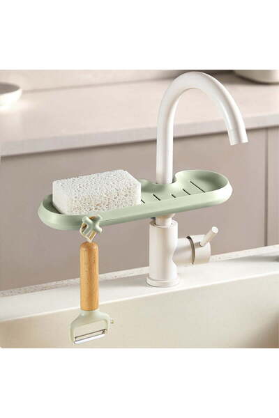 STARSTAR Green Faucet Sponge Holder Adjustable Soap Dish, Rust-Proof Storage ...