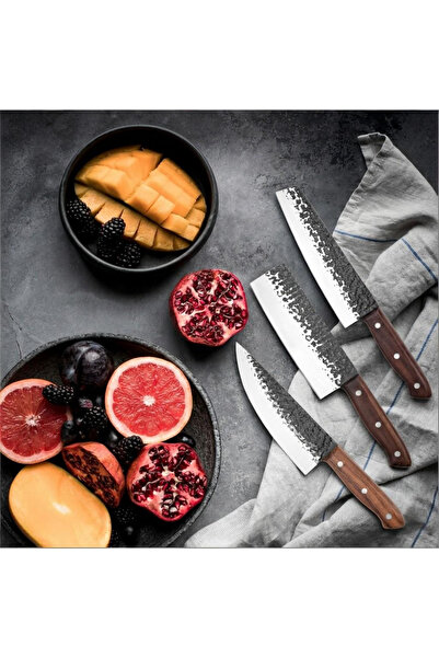 Klyte 3-Piece Kitchen Knife Set, Ultra-Sharp Chef & Cleaver Knives for Meat S...