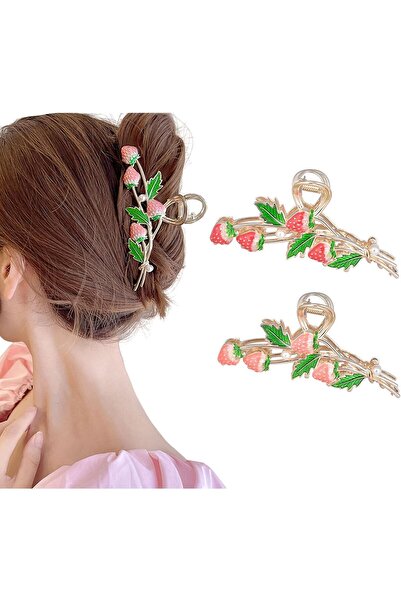 STARSTAR Two-piece strawberry hair clip set, strawberry metal hair clip, gold...