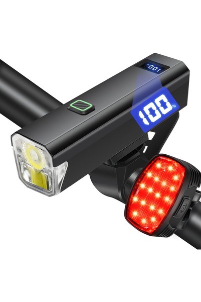 Morvena Picks Far de bicicletă 6000LM, reîncărcabil USB-C, cu luminozitate ri...