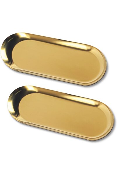STARSTAR Gold tray, 2 pieces gold decorative trays, oval jewelry trays, decor...