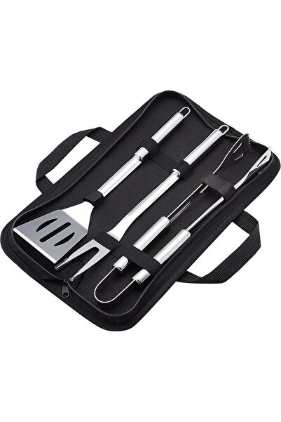 STARSTAR 4-piece stainless steel barbecue tool set with carrying bag