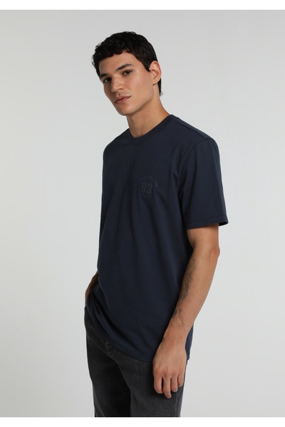 Colin's Regular Fit Round Neck Plain Men's Navy Blue Short Sleeve T-Shirt