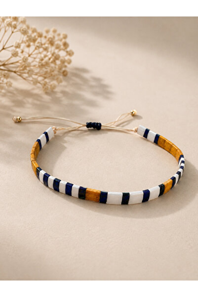 EL YAPIMI Miyuki Mustard Navy Blue Gradient Tila Bracelet