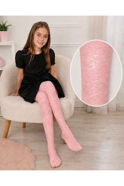 Penti Dresuri fetițe Meri 20 den cu model delicat din dantelă,Roz
