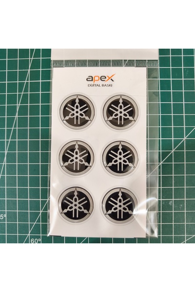 apex dijital 3d damla etiket 3cm çapında 6adet kabartma yamaha arması