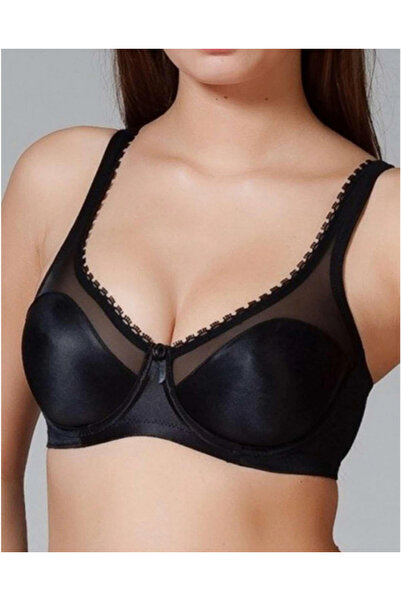 SOFT AURA New Pearl Underwire Non-Padded Tulle Gathering Bra Black