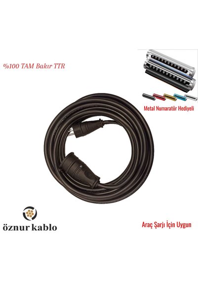 ÖZNUR 3x2.5 Mm Araç Şarj Uzatma Kablosu - Tüm Araçlar Için Uyumlu -ttr Tambakır - Metal Numaratör Hediyeli 50 Metre