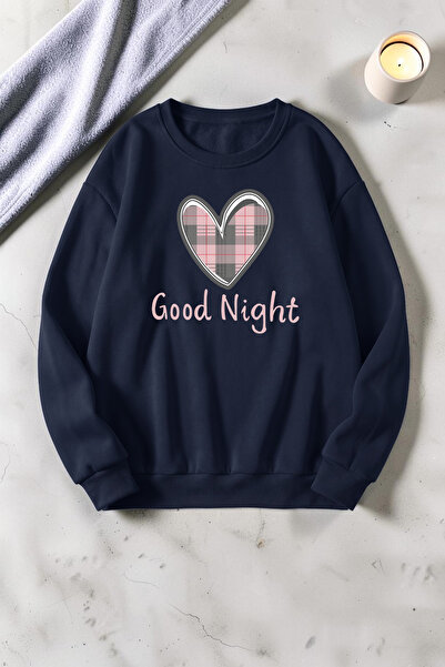 uyguntarz Unisex Good Night Heart Printed Crew Neck Sweatshirt