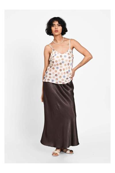 SimpleFind Top satinat in bretele cu buline Alb dots