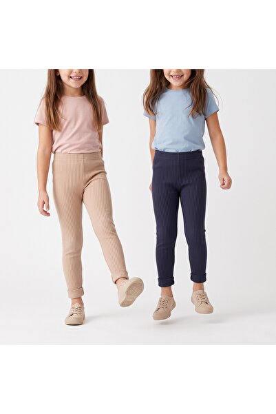 milay's life home collections Ribbed Lycra Children's Tights 2 Pieces 2 Color...