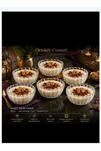ORTAKÖYCENNETİ Ashura Bowl 6 Pieces Stylish High Quality 250 Cc Volume Mouth ...