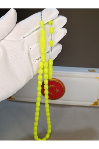 TESPİH KÖŞESİ Neon Green Airplane Glass Praying Beads