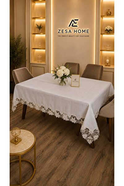 ZESA HOME مفارش طاولة من الكتان الفرنسي بدون ألم من جاردينيا - 100x300...160x500