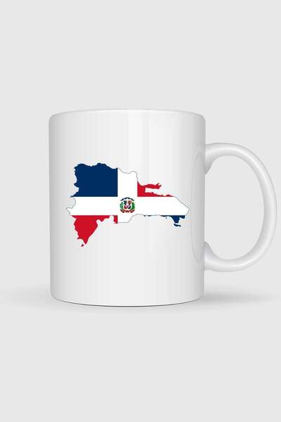Bahriyeli Collection Dominican Republic Flag and Map Printed Mug