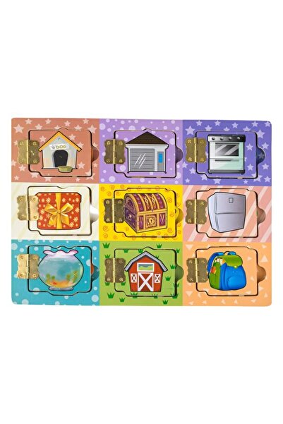 BAMI NETWORK Puzzle din lemn cu usi interactive pentru copii 30x22.5cm
