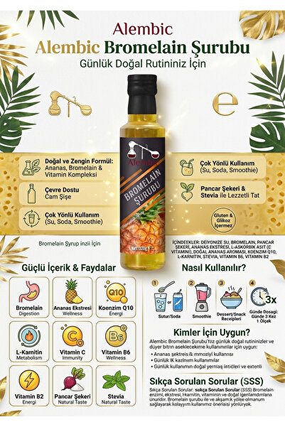 Bromelain Ananas İçeren Şurub(Koenzim Q10 ve L-Kanitin ilavesi)