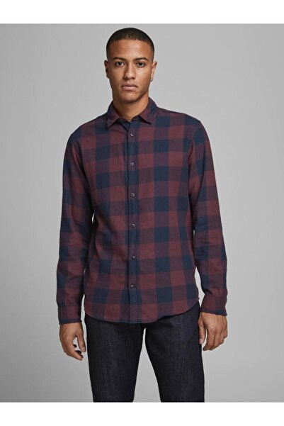 Jack & Jones Πουκάμισο καρό "J&J" μπορντό