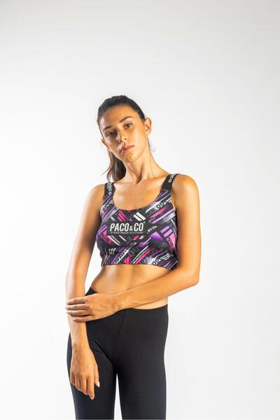 Paco & Co Μπλούζα crop top "Let's go" μαύρη