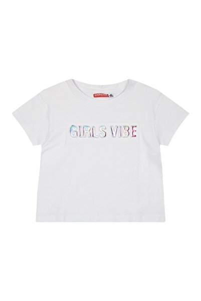 Energiers Μπλούζα crop top κορίτσι "Girls vibe" λευκή