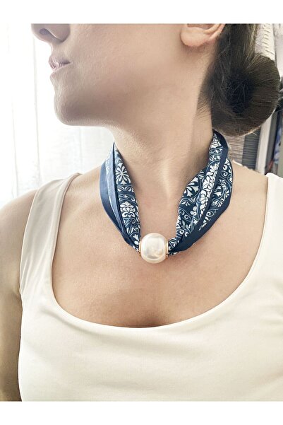 Gox Accessories وشاح مزين باللؤلؤ مع طرف مغناطيسي