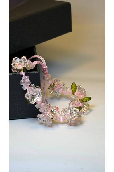 Gioriz Atelier Rose Bloom | El Yapımı Gül ve Kristal Detaylı Ayarlanabilir Bi...