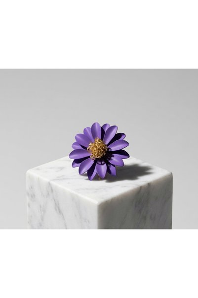 Prizma Concept Women's Purple Floral Design Handmade Hoop Detailed Belly Earrings - Modern Stylish and Nostalgic Accessory for Daily and Special Occasions