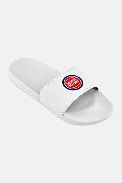 iSlide Men Detroit Pistons Primary Logo Slip On Slides, White