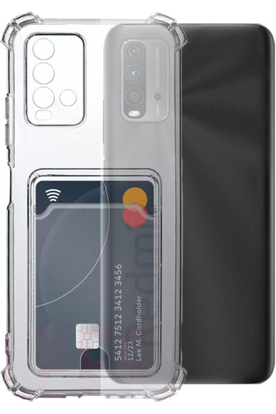 CAYK Red Mi 9T Uyumlu Kamera Korumalı Kartlıklı Köşeleri Airbag Tasarımlı Dar...