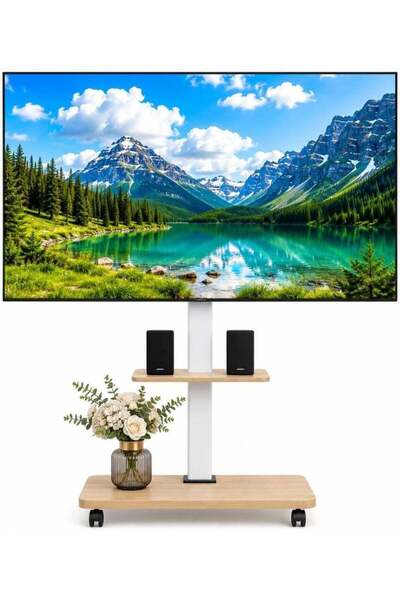 BRANDTECH Premium Heavy Duty Mobile TV Floor Stand with Wheels for 32-75 Inch...