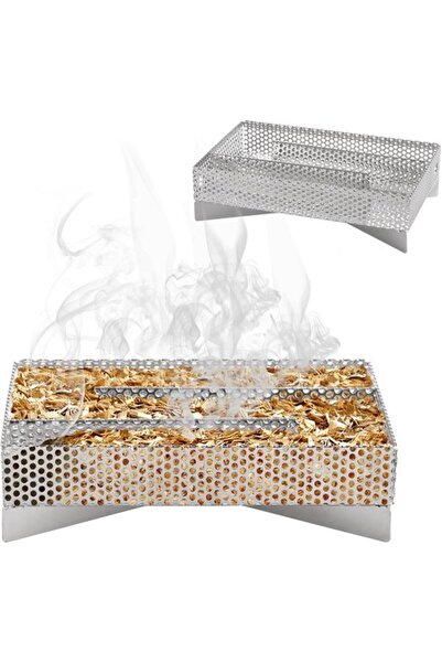 STARSTAR Barbecue tool set - Rectangular stainless steel smoker basket, Punch...