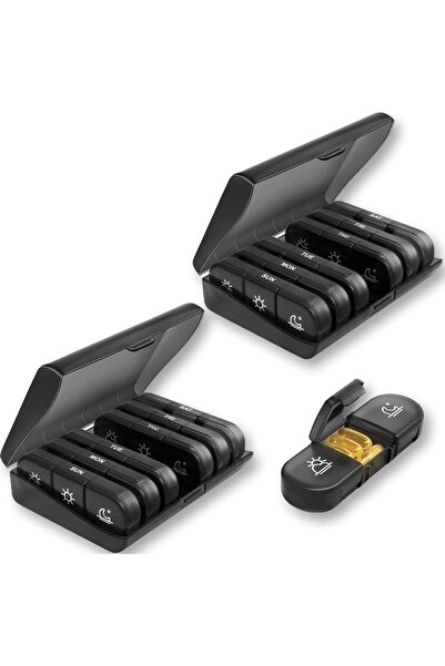 STARSTAR Two-pack pill organizer, 3 times daily, 7-day travel pill organizer,...