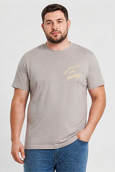 Good For Nothing Men Crew Neck Short Sleeve Brand Logo T-Shirt, Grey