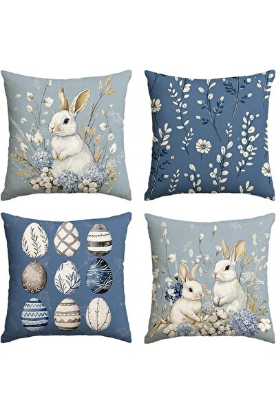 STARSTAR Easter Bunny, Easter Egg, Hydrangea, Blue Pillowcase, 18 x 18 inch, ...